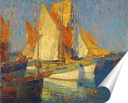   Постер Солнечный свет на лодках Бретани