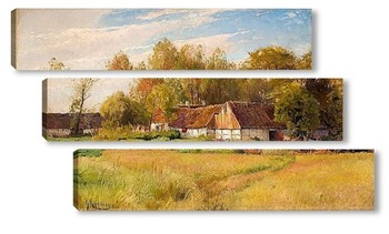 Модульная картина Ферма в Фальстербо с цветущимй лугом