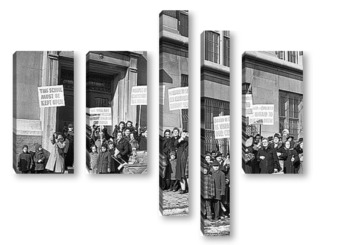 Модульная картина Протест на закрытие муниципальной школы,Нью-Йорк,1945г.