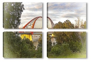 Модульная картина Бугринский мост в городе Новосибирске
