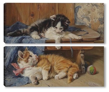 Модульная картина Два играющих котенка