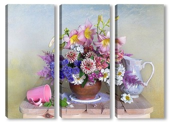 Модульная картина Букет красивых садовых цветов