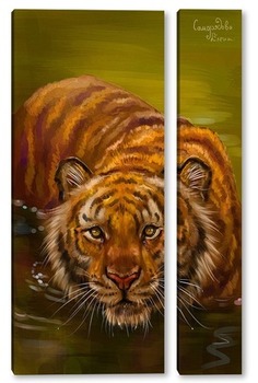 Модульная картина Тигр в воде