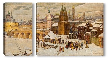 Модульная картина Гуляки перед Кремлем, Москва