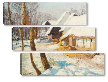 Модульная картина Зимняя деревня