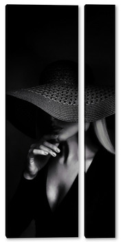 Модульная картина Девушка в черной шляпе