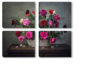 Модульная картина Корзина садовых роз