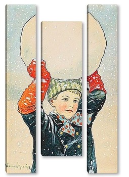 Модульная картина Мальчик и снежный ком