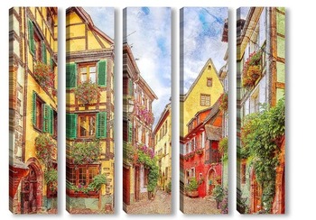 Модульная картина Красочная улица во Франции