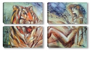 Модульная картина Две тигрицы
