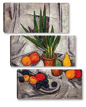 Модульная картина Натюрморт с фруктами и растением, 1914-1915
