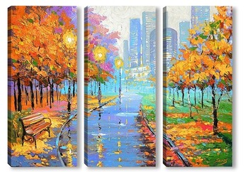 Модульная картина Осень в большом городе