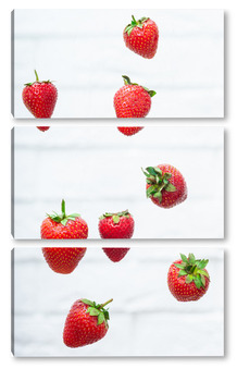 Модульная картина Strawberry berry levitating on a white background
