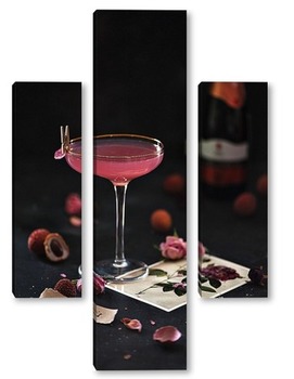 Модульная картина коктейль Розовый личи