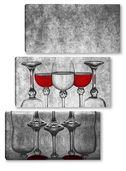Модульная картина Этюд с бокалами и вином