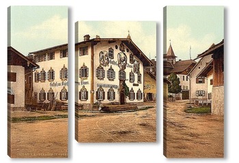 Модульная картина Обераммергау, Верхняя Бавария, Германия. 1890-1900 гг