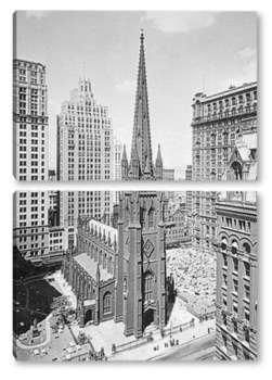 Модульная картина Церковь Троицы на Уолл Стритт-1930г.
