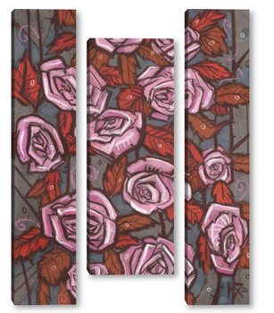 Модульная картина Осенние розы, пастель