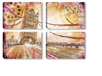 Модульная картина Тауэрский мост и шестеренки