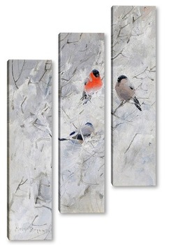 Модульная картина Птицы на зимней ветке