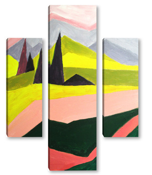 Модульная картина Абстракция "Пейзаж"