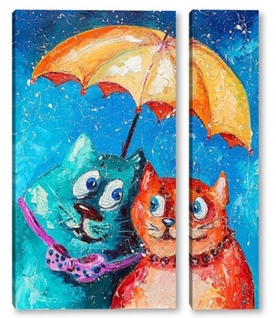 Модульная картина Двое под одним зонтом