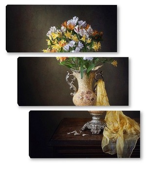 Модульная картина Натюрморт с букетом перуанских лилий