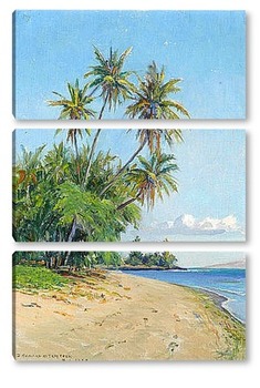 Модульная картина Гавайский пляж с пальмами, 1932