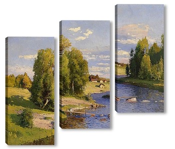 Модульная картина Летний пейзаж с рекой
