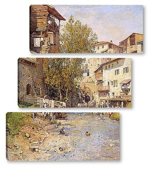 Модульная картина Пейзаж с деревней на окраине Рима