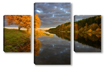 Модульная картина Осень на реке