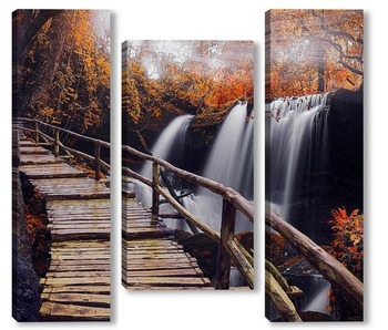 Модульная картина Осенний водопад