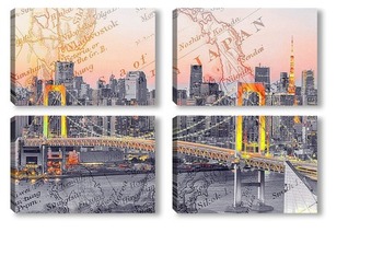 Модульная картина Радужный мост в Токио