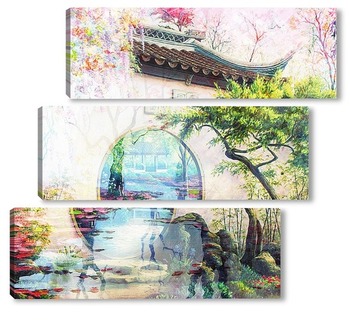Модульная картина Японский сад