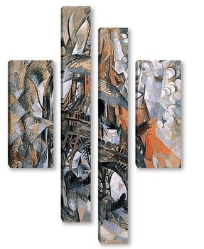 Модульная картина Эйфелева башня с деревьями