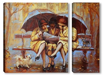 Модульная картина Три девицы под дождем