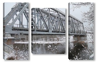 Модульная картина зимний мост