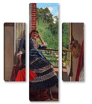 Модульная картина Молодая женщина в окне