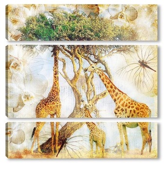 Модульная картина Жирафы на прогулке