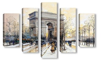 Модульная картина Триумфальная арка в снегу