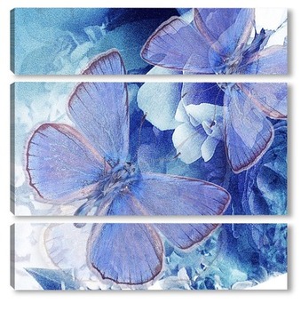 Модульная картина Синие бабочки