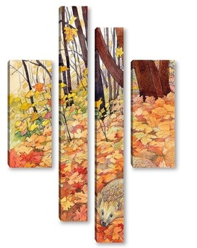 Модульная картина Осень. Еж в листьях.