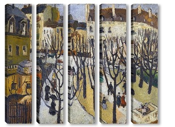 Модульная картина Парижская площадь, голые деревья
