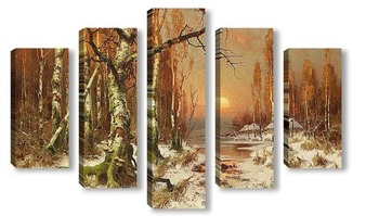 Модульная картина Лесной закат