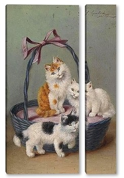 Модульная картина Кошки в корзине
