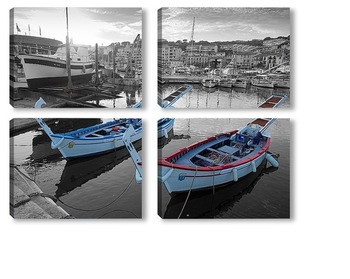 Модульная картина Рыбацкие лодки в порту Касиса