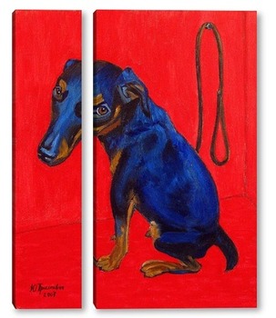 Модульная картина синяя собака