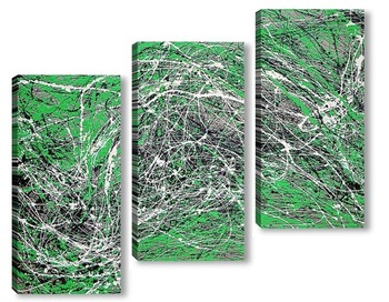 Модульная картина Зеленая абстракция