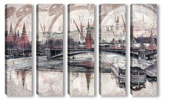 Модульная картина Московский Кремль и Москва-река