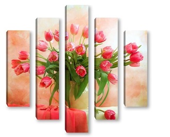 Модульная картина Розовые тюльпаны